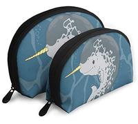 Bolsas de cosméticos de viaje para mujer Happy Arctic Ocean Whale, impermeables, 2 piezas, bolsa de maquillaje, organizador de cosméticos y artículos de tocador, bolsa de viaje portátil para niñas