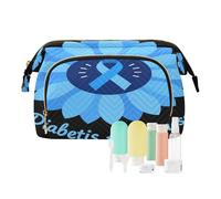 Bolsas de cosméticos grandes con diseño de girasol, para el mes de concienciación sobre la diabetes, impermeables, para mujer, para viajes, cosméticos