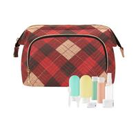 Bolsas de cosméticos grandes de tablero de ajedrez rojo y negro para mujer, monedero para maquillaje, monedero para monedas de mujer, Tablero de ajedrez rojo y negro, Moderno