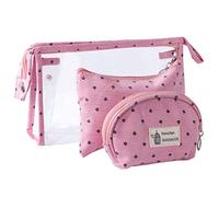 Bolsas de Cosméticos Mujer Bolsa de Maquillaje de Tocador Transparente para Viajes, 3PCS Estuche Organizador de Belleza de Plástico Impermeable para Vacaciones