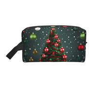 Bolsas de cosméticos para mujer, diseño de árbol de Navidad y bolas, bolsa de maquillaje pequeña para bolso, bolsa de maquillaje de viaje con cremallera, Árbol de Navidad y bola, Talla única