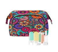 Bolsas de cosméticos para mujer, vitrales de viaje, diseño de flores, impermeables, bolsa de maquillaje para cosméticos grandes