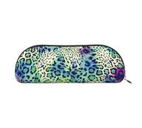 Bolsas de cosméticos pintadas a mano con estampado de libélula para mujer, bolsa de maquillaje, bolsa de almacenamiento de viaje, neceser de aseo y estuche para lápices, Verde (Green Leopard), One