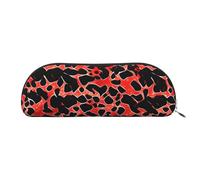 Bolsas de cosméticos retro con estampado marrón de béisbol para mujer, bolsa de maquillaje, bolsa de almacenamiento de viaje, neceser de aseo y estuche para lápices, Patrón de leopardo rojo, One Size