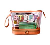 Bolsas de cosméticos transparentes | Bolsa transparente organizadora de maquillaje multicapa, bolsa impermeable bordada con letras para organización de maquillaje, Brown, Refer to description, Unisex