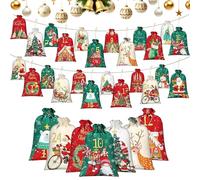 Bolsas de cuenta regresiva de Navidad - 24 bolsas numeradas para calendario de adviento | bolsas de reutilizables, de regalo de adviento para caramelos, árbol de para, boda,