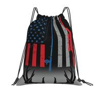 Bolsas De Cuerdas Caña De Pescar, Rifle De Caza, Bandera Americana, Color Negro Mochila Deportiva Unisex Bolsas De Gimnasia Hidrófugo Mochila De Cuerdas para Playa Deporte Gimnasia 36X42Cm