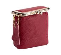 Bolsas de cuero multiusos para monedas, organizadores de joyas, estuche de cosméticos de viaje, textura de cuero para aretes, anillos, lápiz labial, joyería para collar, burdeos, Talla única