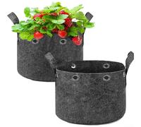 Bolsas de cultivo con asas de correa para un movimiento seguro de las plantas, macetas de tela no tejida con anillos de metal para mejorar las oportunidades de crecimiento (5 galones)