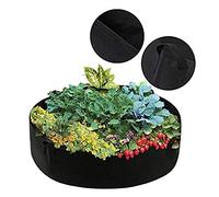 Bolsas de cultivo de plantas, bolsa de plantación redonda con asa, macetas redondas elevadas para jardín, para plantar flores, vegetales, plantas de papa, 120 cm x 30 cm (Negro (con asa) 130cm*30cm)
