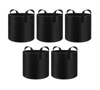 Bolsas de cultivo de tela, paquete de 5 para mejorar la respiración y el drenaje de las raíces, contenedores redondos no tejidos para plantas de 1 galón a 10 galones (10 galones 40 x 30 cm)