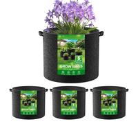 Bolsas de cultivo para jardín | 4 Macetas de tela para trasplantar | Bolsas De Plantación Con Asas - Uso En Verduras, Fresas, Flores, Tomates, Al Aire Libre, Balcón, Patio, Invernadero Y Vivero