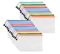 Bolsas de Documentos A5 con Cremallera 24 Piezas, Carehabi Carpeta Fundas Plástico Malla Transparente, Archivador A5 para Material Escolar Oficina Viajes y Recibos Certificados