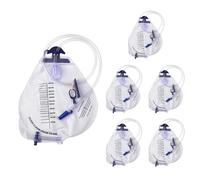 Bolsas de drenaje de orina - 6 bolsas de catéter envueltas individualmente de 2000 ml con tubo de drenaje de 43 pulgadas, cámara antirreflujo, drenaje a prueba de salpicaduras, clips y ganchos, bolsas