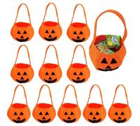 Bolsas de dulces de calabaza - Paquete de 12 bolsas de dulces de Halloween, bolsas de dulces de truco o trato con asa | Lindo soporte para dulces de tela no tejida, regalos de fiesta de feliz Hallowee