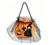 Bolsas de dulces de Halloween con asa, malla gótica, no tejida | Bolsas de golosinas de bruja y calabaza para fiestas, aulas, vecindarios, calle, centro comercial, hogar, parque, tienda