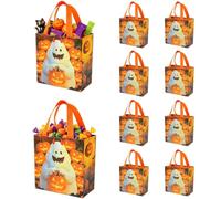 Bolsas De Dulces De Halloween Con Asas - 10 Piezas Reutilizables Lindo Truc