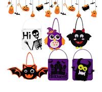 Bolsas De Dulces De Halloween De Fieltro - Bolsas De Regalo Reutilizables De 6pcs, Favores De Clase Divertidos, Bolsas Temáticas, Para 6 Piezas Goodie | Paquete De Almacenamiento Pack De Favores