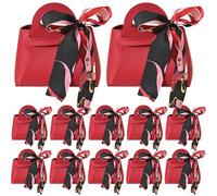 Bolsas de dulces de Navidad 12 piezas Caja de dulces de Navidad roja con forma de bolso con asa y cinta Bolsas de de cuero multiusos para regalos de fiesta, bodas y más de de