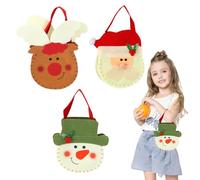 Bolsas De Dulces De Navidad | 3 Piezas Embalaje Reutilizable Con Mango,Pequeñas Bolsas De Regalo De Fieltro | Para, Maestros, Decoración De Fiestas De Invierno, Carreras, Galletas, Pequeños