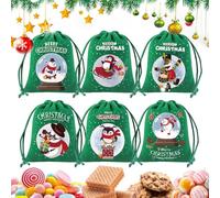 Bolsas De Dulces De Navidad | Almacenamiento Con Cordón 6 Piezas - Bolsas De Navidad De Tela,Para De Fin De Año Cumpleaños, Dulces, Boda, ,