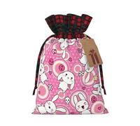 Bolsas de dulces de Navidad con estampado de animales de dibujos animados, bolsas de cordón bloqueadas de color, bolsas de aperitivos con cordón