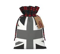 Bolsas de dulces de Navidad con estampado de bandera nacional del Reino Unido, bolsas de cordón bloqueadas de color para fiestas de vacaciones, bolsas de aperitivos con cordón