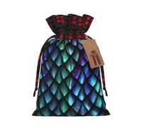 Bolsas de dulces de Navidad con estampado de escamas de dragón mágico 3D, bolsas de cordón bloqueadas de color, bolsas de aperitivos con cordón