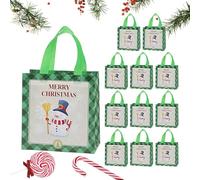 Bolsas De Dulces No Tejidas,Bolsas De Regalo Navideño Para Dulces - Paquete de 12 bolsas reutilizables no tejidas con asa | Bolsos retros resistentes grandes de la Navidad de Goodie de agua para las c