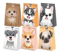 Bolsas de dulces para fiestas de cachorros con pegatinas, bolsas de regalo para perros, suministros para fiestas de cumpleaños con temática de cachorros