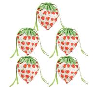 Bolsas de embalaje de fresas de dibujos animados, bolsas de fresa para aperitivos, 5 bolsas de franela con una caricatura - Trate la cubierta de dulces para la decoración del