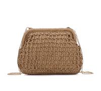 Bolsas de embrague tejidas de la concha de la playa de verano de la bolsa crossbody de la paja de las mujeres con cadena desmontable