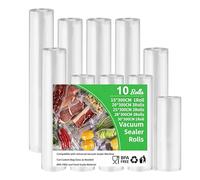 Bolsas de Envasado al Vacío, 10 Rollos Bolsas Vacio Alimentos 15/20/25/28/30x300cm, Bolsas Envasar al Vacio Gofradas Soporta Congelación y Ebullición, Compatibles con Todas las Envasadoras