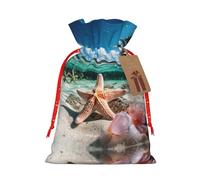 Bolsas de envoltura reutilizables con estampado de estrella de mar y coral en la playa, bolsas versátiles para ocasiones especiales, aniversarios, fiestas más