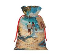 Bolsas de envoltura reutilizables con estampado romántico de playa, versátiles bolsas de envoltura para ocasiones especiales, aniversarios, fiestas más