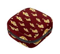 Bolsas de época para la escuela, bolsa de almacenamiento de servilletas sanitarias, bolsa de copa menstrual con cremallera, bolsas de tampón para mujer, patrón de nube china dorada