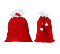 Bolsas de felpa con cordón de Papá Noel para Navidad para eventos festivos que proporcionan un amplio almacenamiento para juguetes y s (S+L)
