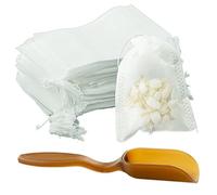 Bolsas de Filtro de té Desechables - 200 Unidades, Bolsas de té vacías, Filtro de té de Papel con cordón, Juego de Bolsas de té con Cuchara de té, Especias, Polvo (7 x 9 cm)