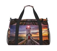 Bolsas de fin de semana con estampado de faro para mujer, bolsas de viaje, artículos personales, bolsa de viaje, bolsa de equipaje, accesorios de viaje, Black, Talla única