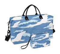 Bolsas de fin de semana de viaje, bolsa de gimnasio, diseño de gaviotas y olas, bolsa de mano con bolsa de aseo para avión, viajes, gimnasio, yoga, Gaviotas y olas, Talla única, moda