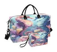 Bolsas de fin de semana de viaje, bolsa de gimnasio, dos caballitos de mar, bolsa de mano con bolsa de aseo para avión, viajes, gimnasio, yoga