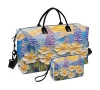 Bolsas de fin de semana de viaje, bolsa de gimnasio, pintura al óleo de lavanda, bolsa de mano con bolsa de aseo para avión, viajes, gimnasio, yoga