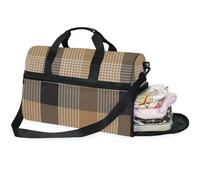 Bolsas de fin de semana para mujer, a cuadros, color marrón, bolsa de viaje con compartimento para zapatos, Flores de pensamiento verde_2, 20.5×13.6×10 inches