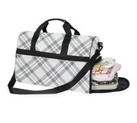 Bolsas de fin de semana para mujer, a cuadros, color negro y blanco, bolsa de viaje con compartimento para zapatos, Flores de pensamiento verde_2, 20.5×13.6×10 inches