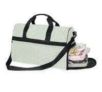 Bolsas de fin de semana para mujer, bolsas de viaje para mujer, bolsa de noche con compartimento para zapatos, patrón de cuadros a cuadros, Flores de pensamiento verde_2, 20.5×13.6×10 inches