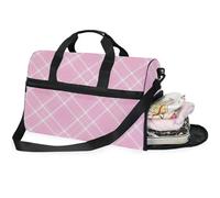 Bolsas de fin de semana para mujer, diseño de tartán escocesa, bolsa de viaje con compartimento para zapatos, Flores de pensamiento verde_2, 20.5×13.6×10 inches