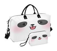 Bolsas de fin de semana para viajes, gimnasio, cara de panda, bolsa de mano con bolsa de aseo para avión, viajes, gimnasio, yoga, Cara de panda, Talla única, moda