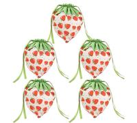 Bolsas de fresa de dibujos animados - Bolsas de franela reutilizables para caramelos, bolsas de regalo para golosinas, de almacenamiento de aperitivos para niños, con cordón para