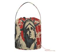 Bolsas de ganchillo con bandera del Día de los Presidentes de Estados Unidos y Lady Liberty, bolsas de tejer, bolsa de almacenamiento portátil para soporte de ganchillo, accesorio de viaje