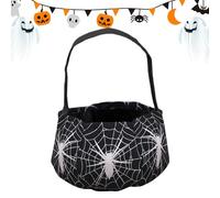 Bolsas de genéricas de Halloween | Bolsas de asas reutilizables con asas para - Cesta grande para almacenamiento espantoso para mujeres niñas adolescentes, Black Spider Web, Se